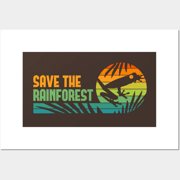 Save The Rainforest - Retro Tree Frog Wall Art by bangtees